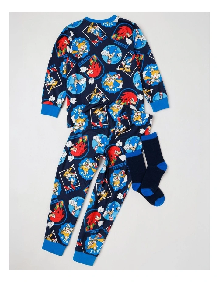 Cosy Knit Pyjama with Socks in Navy image 2