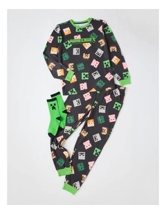 Cosy Knit Pyjama With Socks in Charcoal