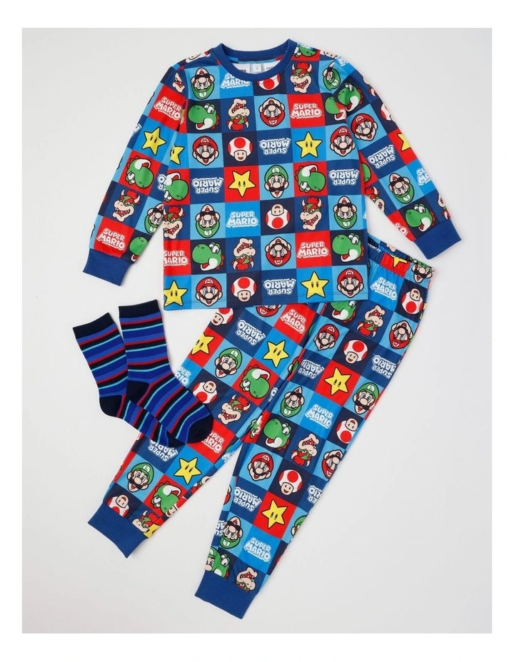 Mario Cosy Knit Pyjama With Socks in Multicolour image 1