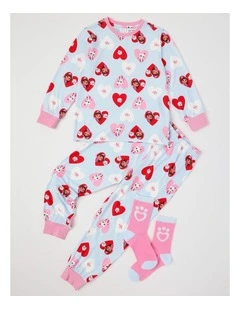 Cosy Knit Pyjama With Socks in Baby Blue