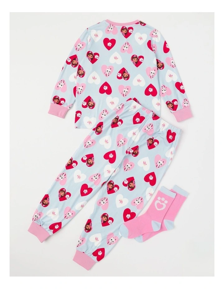 Cosy Knit Pyjama With Socks in Baby Blue image 2