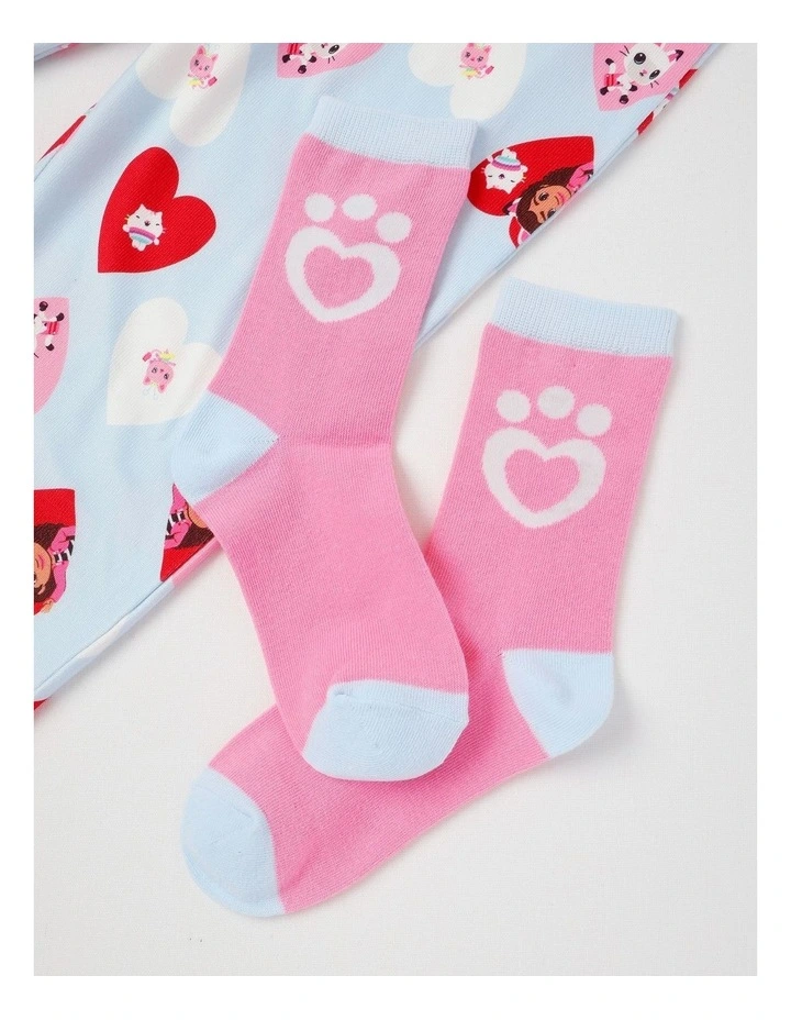 Cosy Knit Pyjama With Socks in Baby Blue image 3