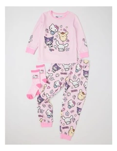 Hello Kitty & Friends Cosy Knit Pyjama With Socks in Pink