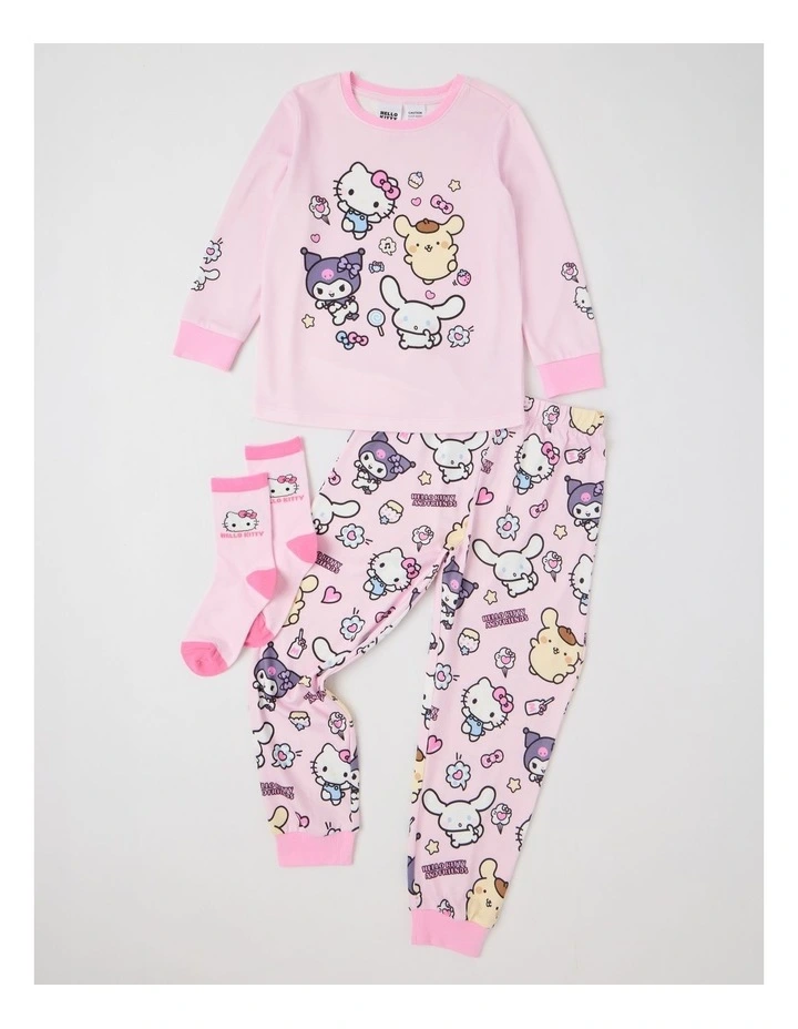 Hello Kitty & Friends Cosy Knit Pyjama With Socks in Pink image 1