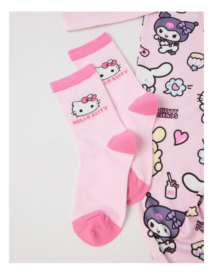 Hello Kitty & Friends Cosy Knit Pyjama With Socks in Pink image 4