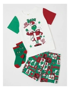 The Grinch Present Pyjama With A Santa Hat in Multi