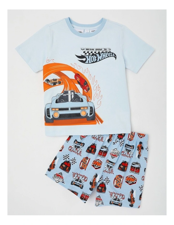 Hot Wheels Racetrack Pyjamas With A Pillowcase in Baby Blue image 2