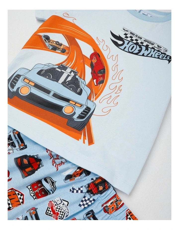 Hot Wheels Racetrack Pyjamas With A Pillowcase in Baby Blue image 4