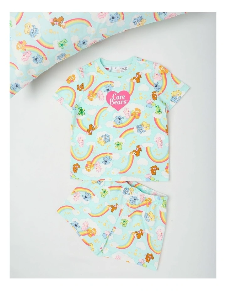 Care Bears Rainbow Pyjamas With A Pillowcase in Aquamarine image 1