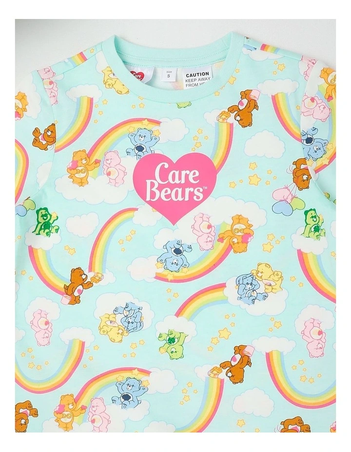 Care Bears Rainbow Pyjamas With A Pillowcase in Aquamarine image 2