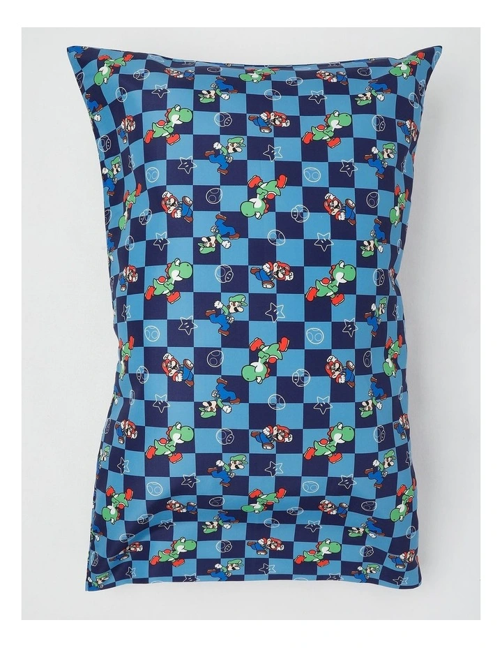 Super Mario Check Pyjamas With A Pillowcase in Bright Blue image 5