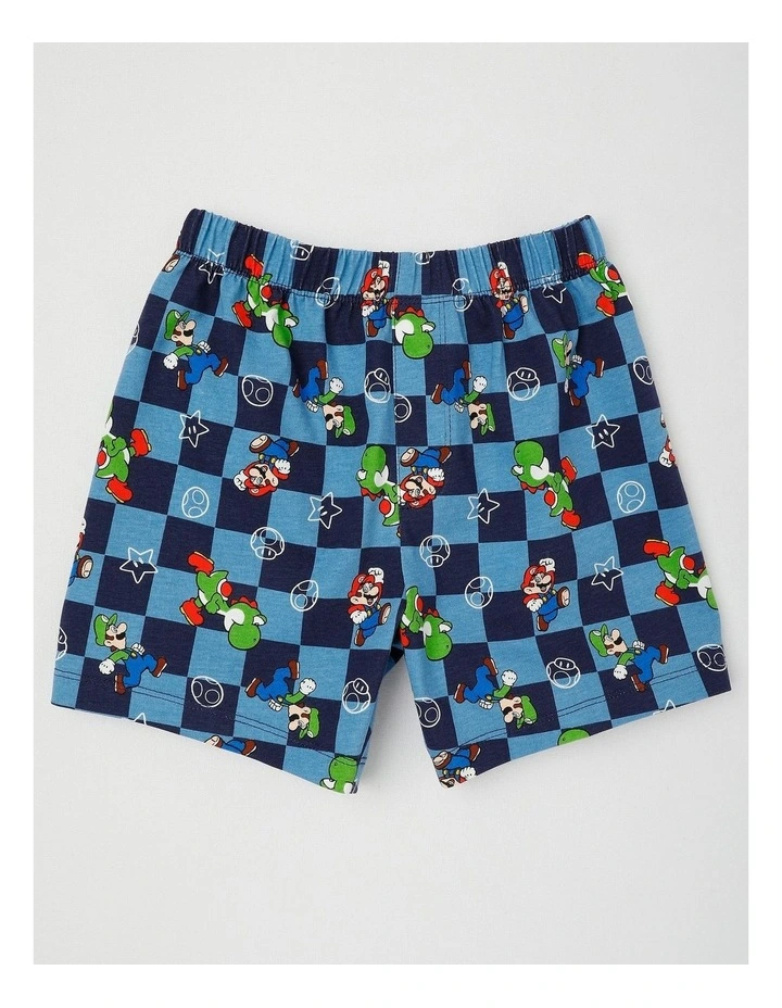 Super Mario Check Pyjamas With A Pillowcase in Bright Blue image 6