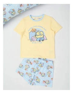Minions Teddy Pyjamas With A Pillowcase in Lemon