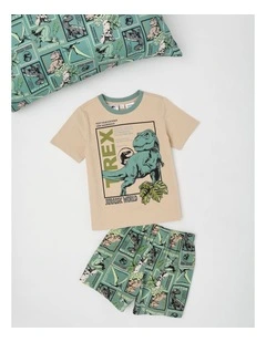 Jurassic World T-Rex Pyjamas With A Pillowcase in Light Khaki