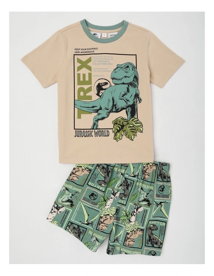 Jurassic World T-Rex Pyjamas With A Pillowcase in Light Khaki image 2