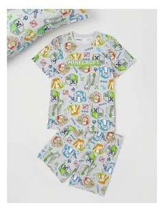 Minecraft Sketchy Pyjamas With A Pillowcase in Grey