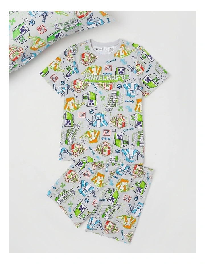 Minecraft Sketchy Pyjamas With A Pillowcase in Grey image 1