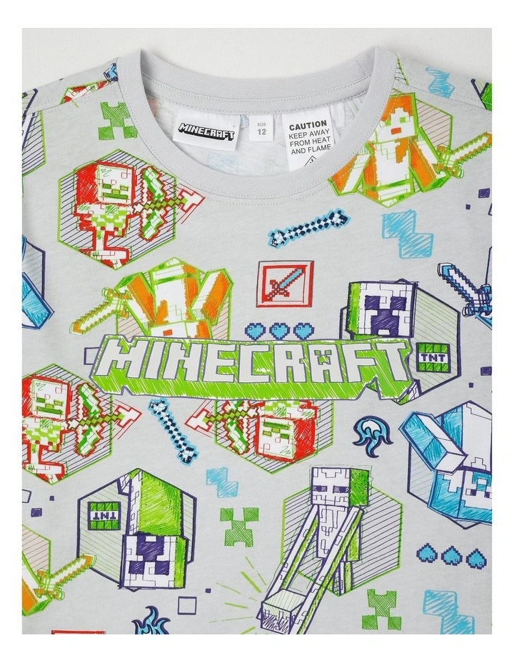 Minecraft Sketchy Pyjamas With A Pillowcase in Grey image 3