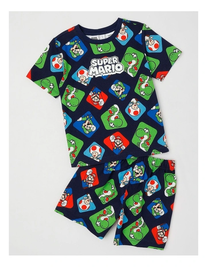 Super Mario Geometric Pyjamas With A Pillowcase in Blue image 2