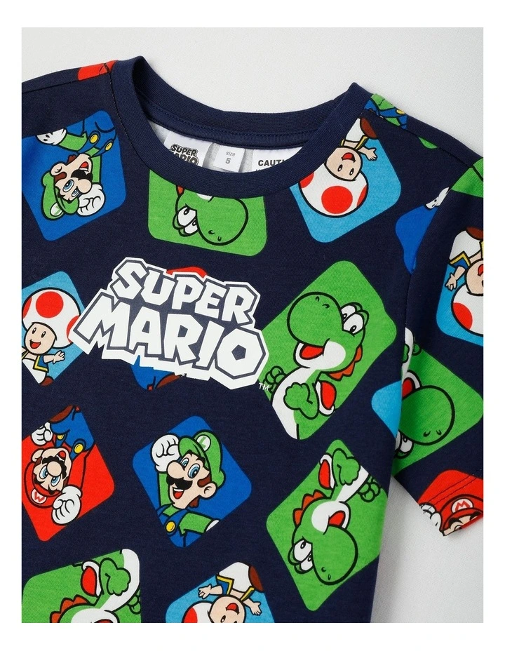 Super Mario Geometric Pyjamas With A Pillowcase in Blue image 3