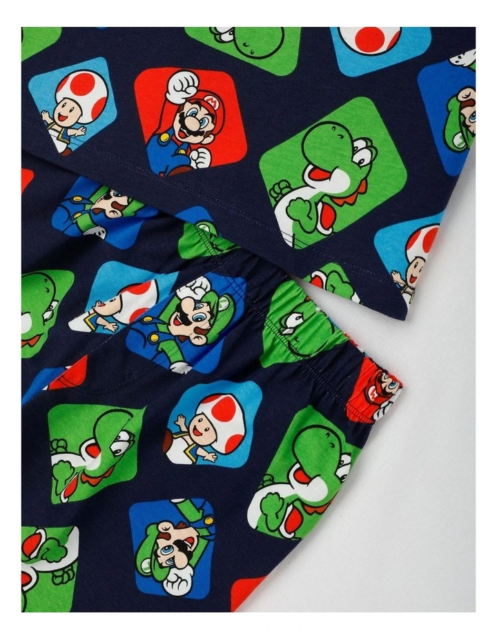 Super Mario Geometric Pyjamas With A Pillowcase in Blue image 4