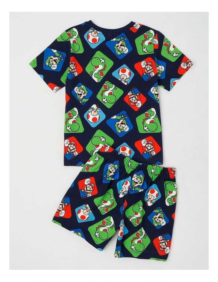 Super Mario Geometric Pyjamas With A Pillowcase in Blue image 5
