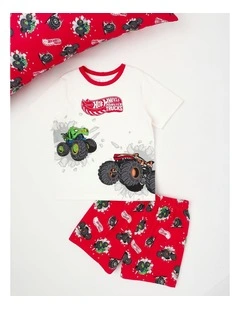 Hot Wheels Monster Truck Pyjamas With A Pillowcase Red