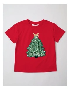 Christmas Bow Tree T-Shirt in Red