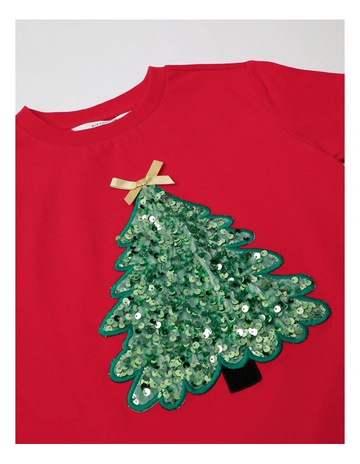 Christmas Bow Tree T-Shirt in Red image 4