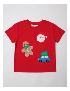 Festive Icon Christmas T-Shirt in Red