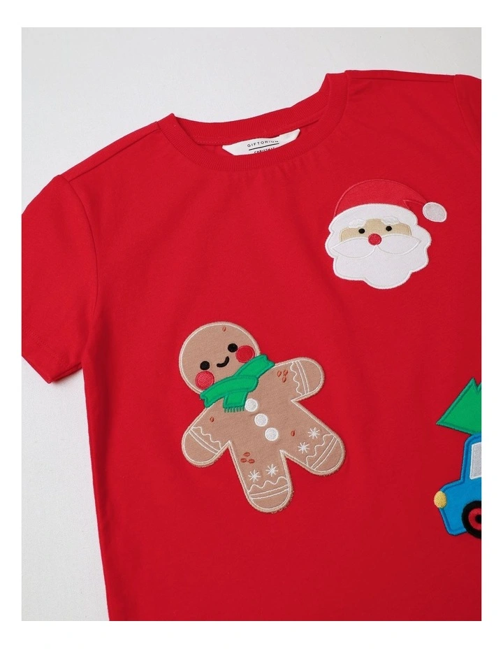 Festive Icon Christmas T-Shirt in Red image 2
