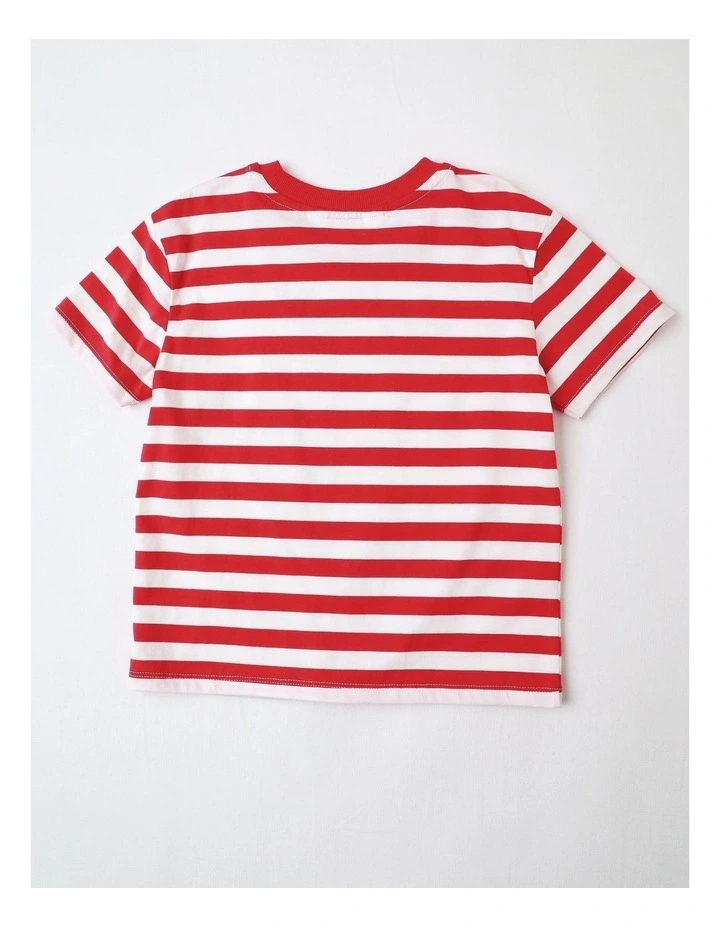 Festive Stripe & Reindeer Shirt in Red image 3