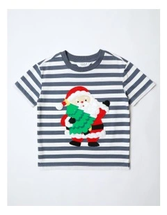 Jolly Santa Stripe T-Shirt Navy in Multi