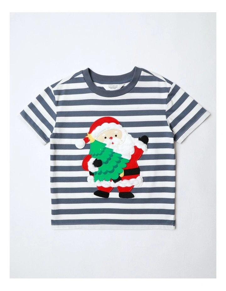 Jolly Santa Stripe T-Shirt Navy in Multi image 1