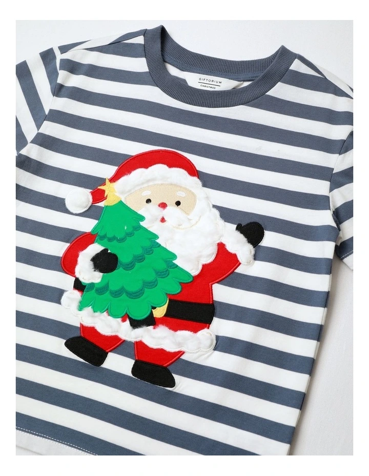 Jolly Santa Stripe T-Shirt Navy in Multi image 2