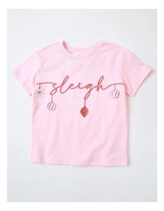 Sleigh Bauble Christmas T-Shirt in Pink