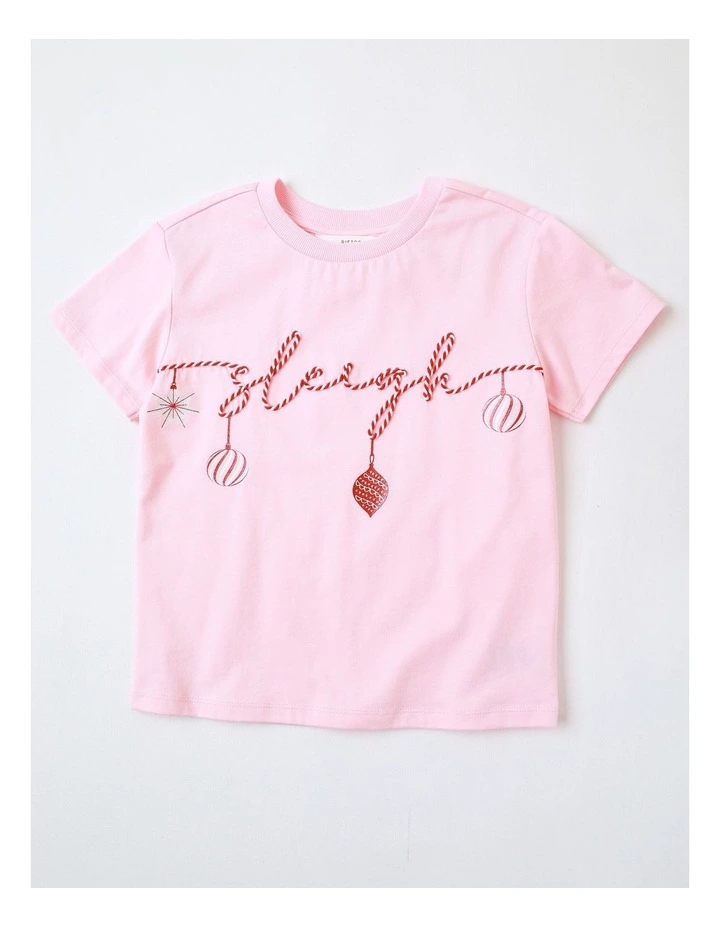 Sleigh Bauble Christmas T-Shirt in Pink image 1