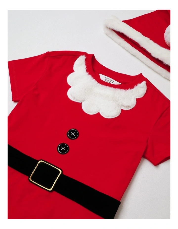 Christmas Santa Tee & Hat Set in Red image 2