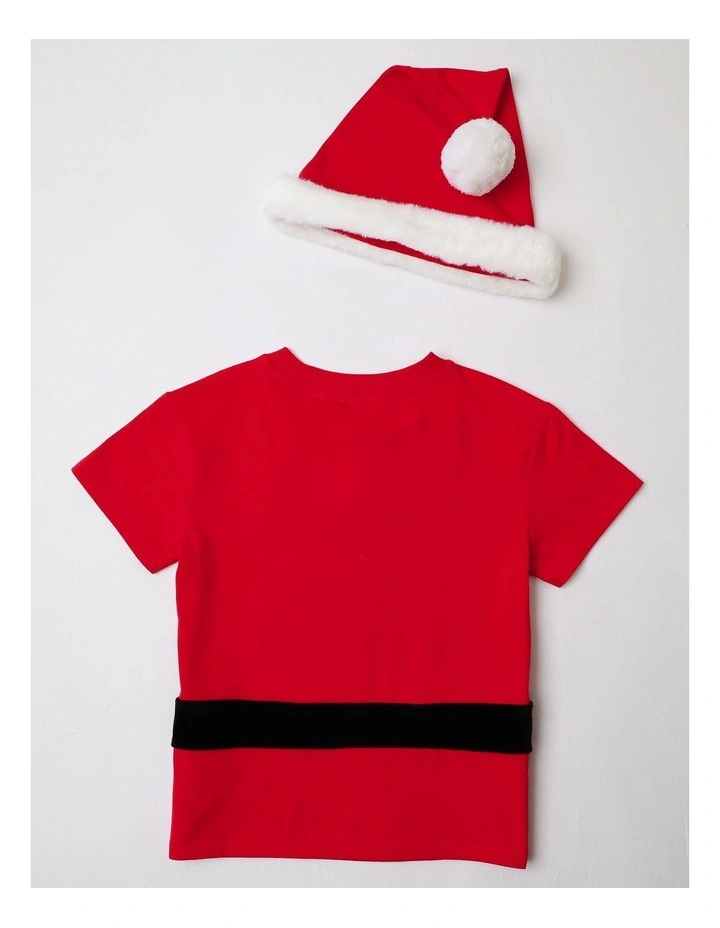 Christmas Santa Tee & Hat Set in Red image 3