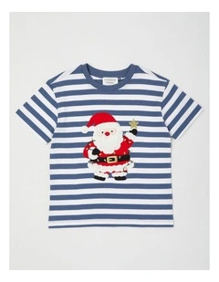 Myer Giftorium Stripe Santa T-Shirt in Midnight