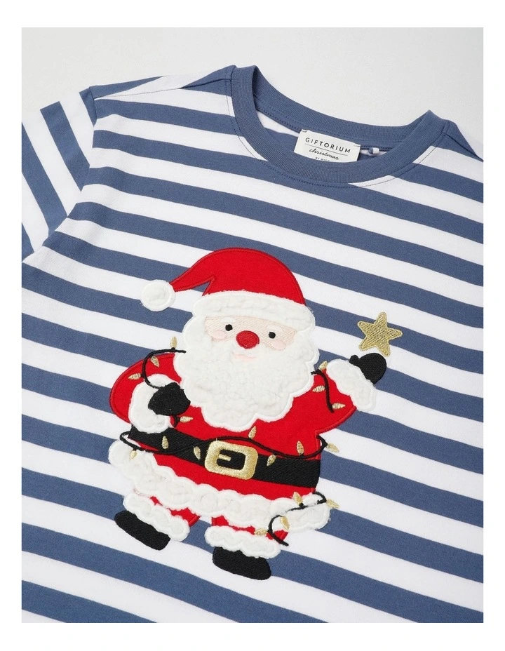 Myer Giftorium Stripe Santa T-Shirt in Midnight image 2