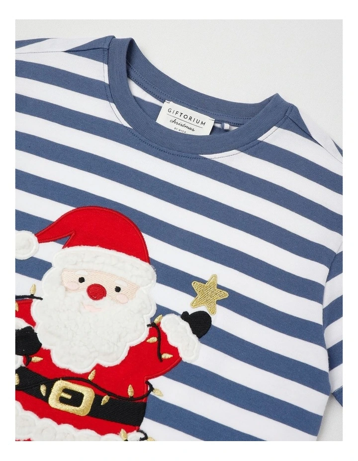 Myer Giftorium Stripe Santa T-Shirt in Midnight image 4