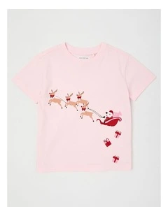 Reindeer Sleigh T-Shirt in Blush