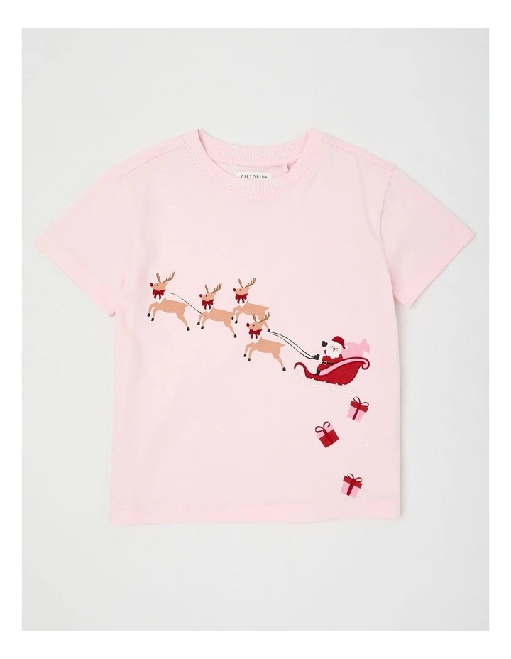 Reindeer Sleigh T-Shirt in Blush image 1