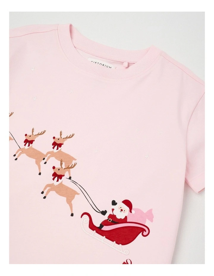 Reindeer Sleigh T-Shirt in Blush image 2
