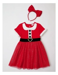 Mrs Claus Tutu Dress with Hairband in Red