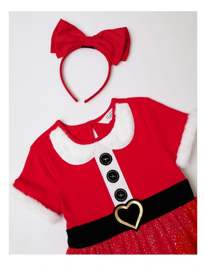 Mrs Claus Tutu Dress with Hairband in Red image 2