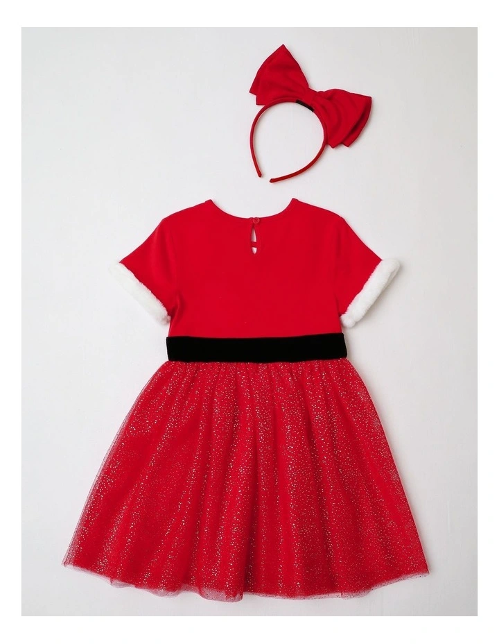 Mrs Claus Tutu Dress with Hairband in Red image 3