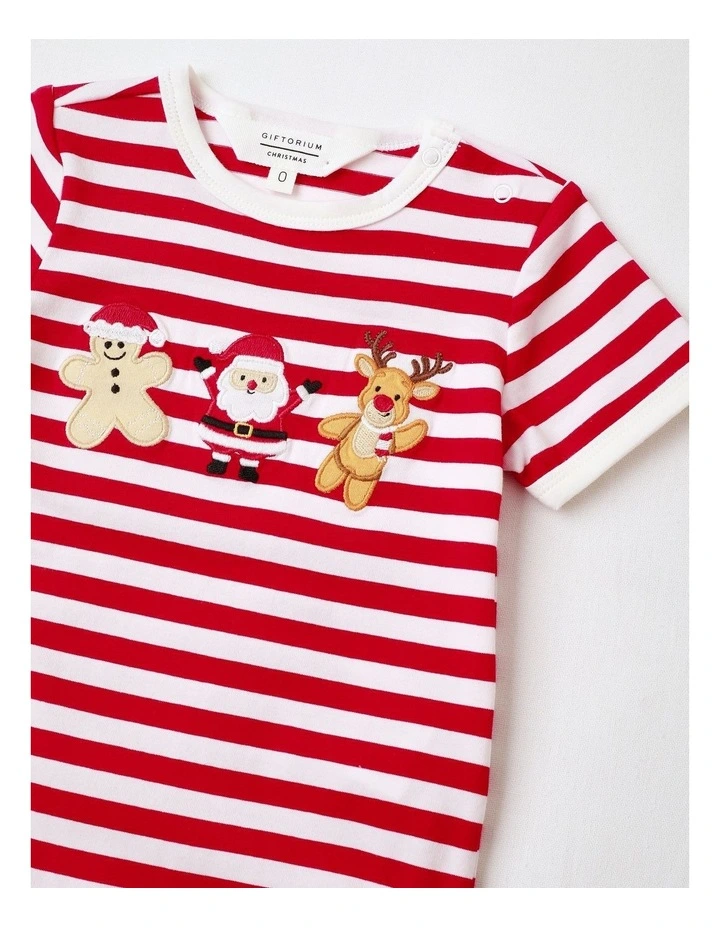Festive Stripes & Icons Bodysuit in Red image 3