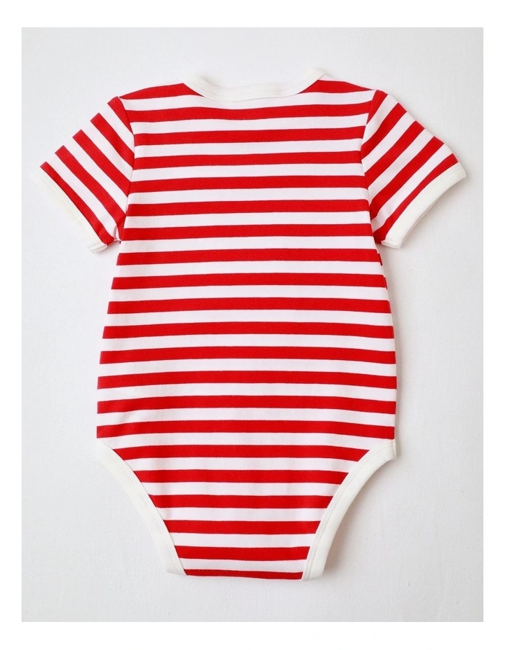 Festive Stripes & Icons Bodysuit in Red image 4